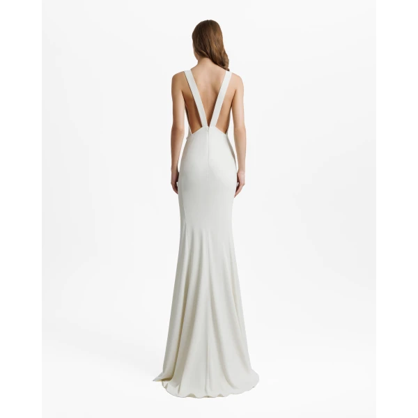 Gemy Maalouf Slim-Cut Cream Dress, view 3