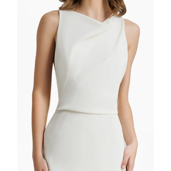 Gemy Maalouf Slim-Cut Cream Dress, view 4