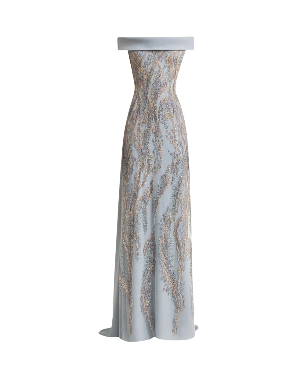 Gemy-Maalouf-Slim-Cut-Dress-with-Long-Cape-coveti17544_nobg Gemy Maalouf Slim-Cut Dress with Long Cape