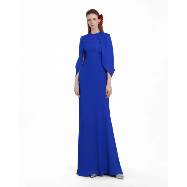 Gemy Maalouf Slim Cut Royal Blue Dress, view 2
