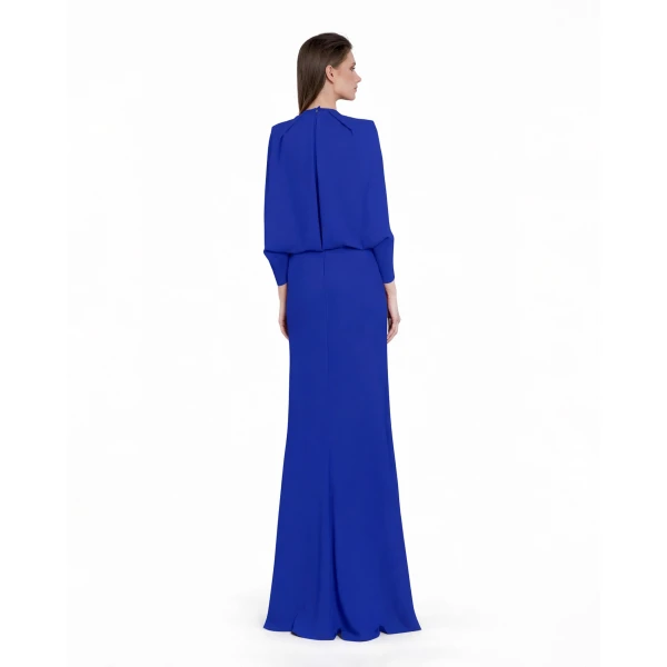 Gemy Maalouf Slim Cut Royal Blue Dress, view 3