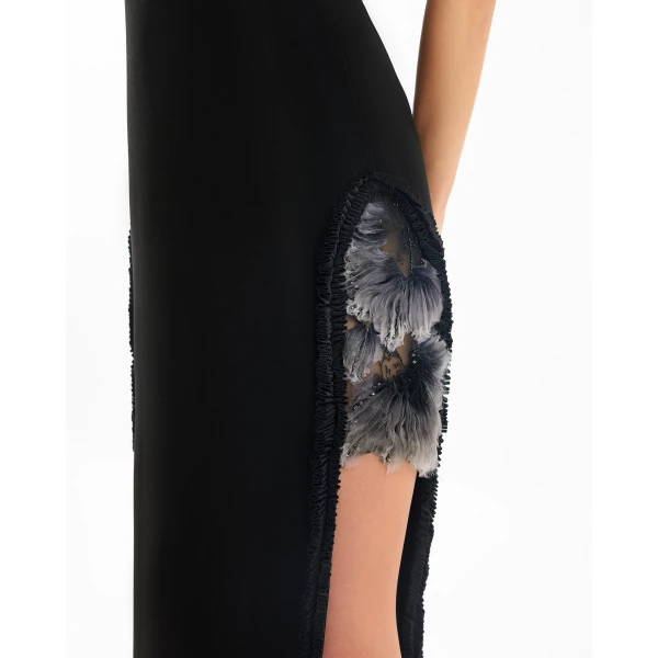 Gemy Maalouf Slim Dress with Floral Appliqués, view 4