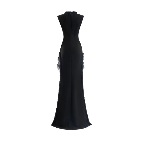 Gemy Maalouf Slim Dress with Floral Appliqués, view 5