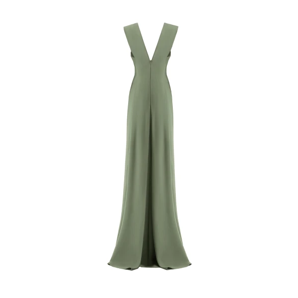 Gemy Maalouf Slim V-Neck Dress with Pleated Shoulders, view 5
