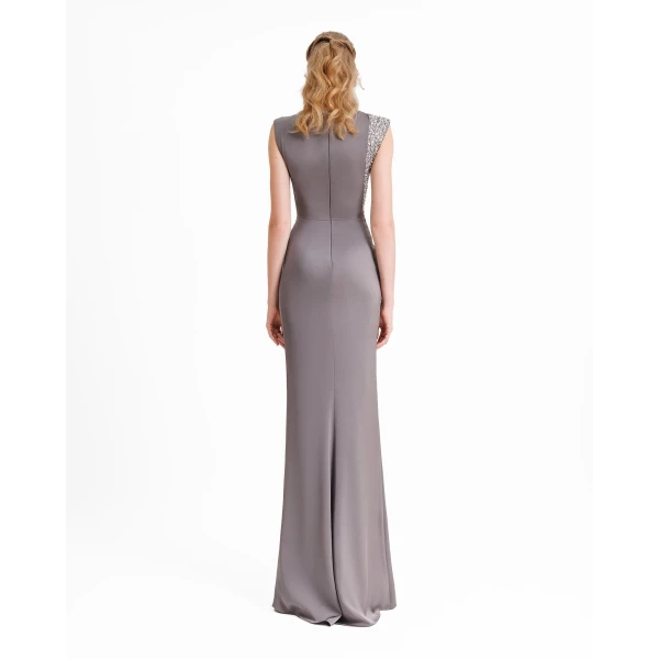 Gemy Maalouf Slim-cut Dress with Drapings on the Waist, view 3