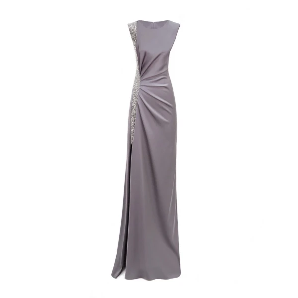 Gemy Maalouf Slim-cut Dress with Drapings on the Waist, view 5