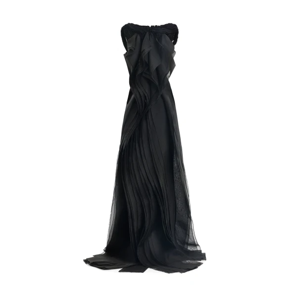Gemy Maalouf Square-Neck Dress with Embroidered Shoulders, view 5