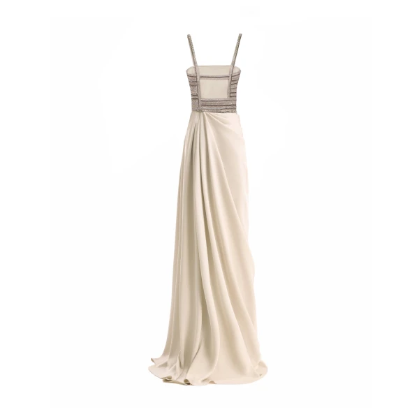Gemy Maalouf Squared-Neck Beaded Dress, view 6