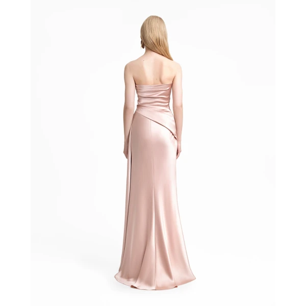 Gemy Maalouf Strapless Asymmetrical Draped Satin Dress, view 3