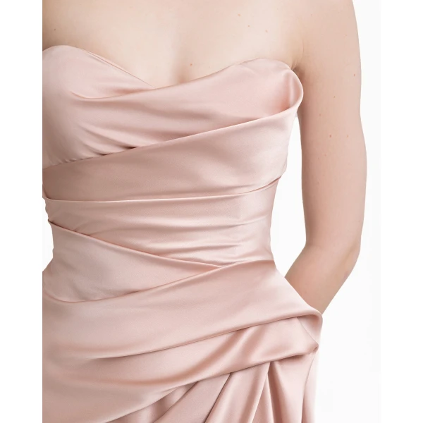 Gemy Maalouf Strapless Asymmetrical Draped Satin Dress, view 4