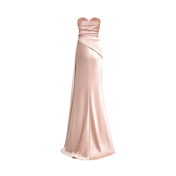 Gemy Maalouf Strapless Asymmetrical Draped Satin Dress, view 5