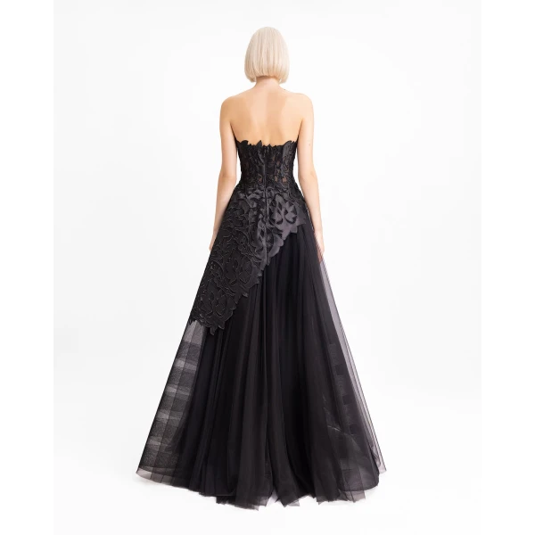Gemy Maalouf Strapless Asymmetrical Top with Long Skirt, view 3