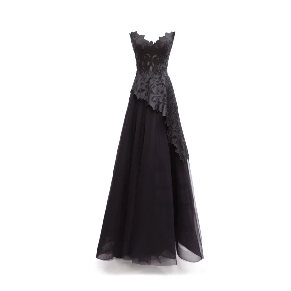 Gemy Maalouf Strapless Asymmetrical Top with Long Skirt, view 5