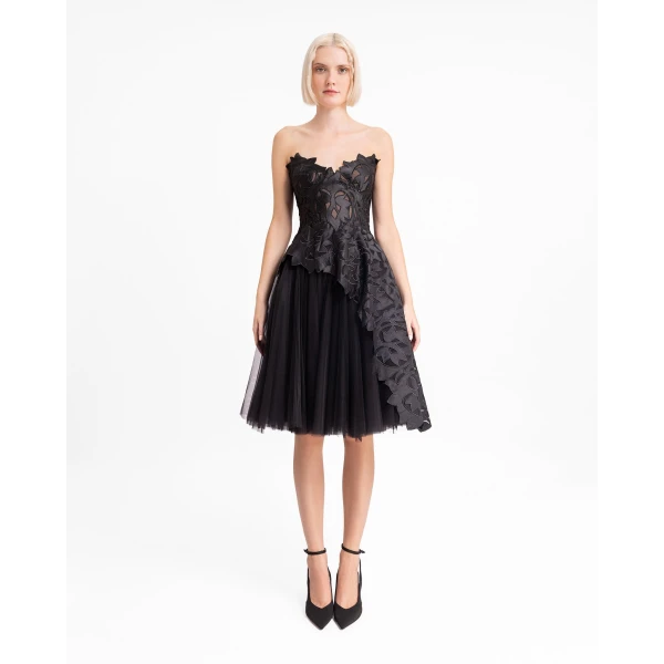 Gemy Maalouf Strapless Asymmetrical Top with Short Skirt, view 2