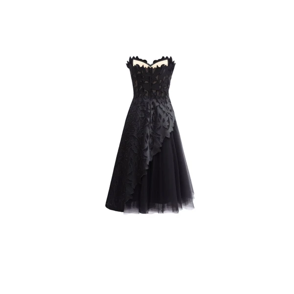Gemy Maalouf Strapless Asymmetrical Top with Short Skirt, view 5