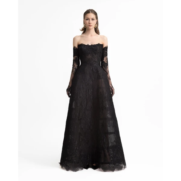 Gemy Maalouf Strapless Cage Dress with Gloves, view 2