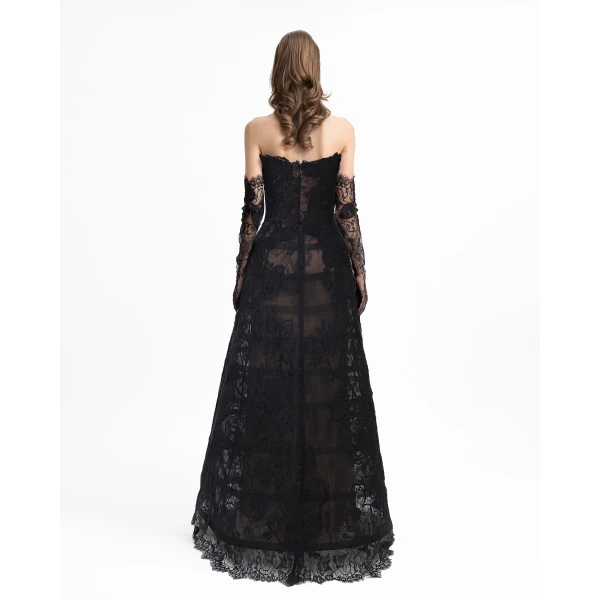 Gemy Maalouf Strapless Cage Dress with Gloves, view 3