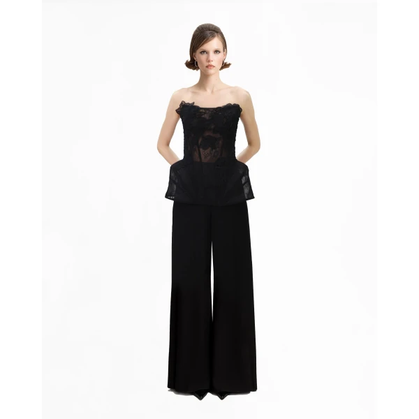Gemy Maalouf Strapless Corset Top with Straight Pants, view 2