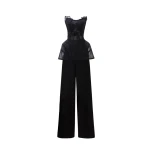 Gemy Maalouf Strapless Corset Top with Straight Pants