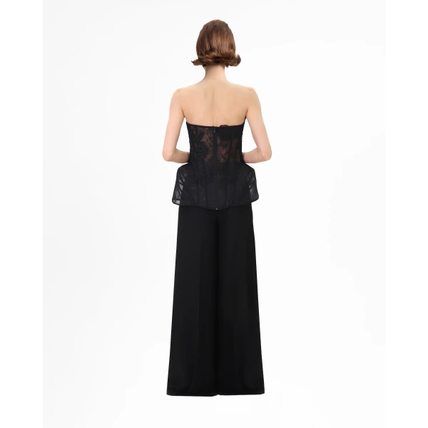 Gemy Maalouf Strapless Corset Top with Straight Pants, view 3