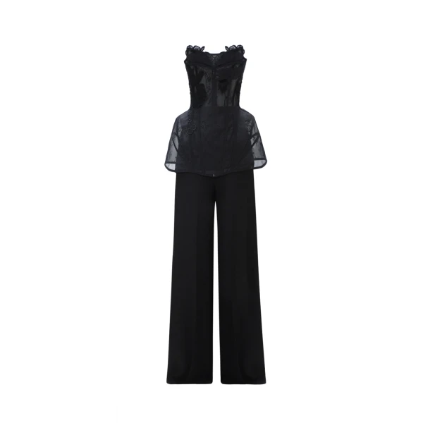 Gemy Maalouf Strapless Corset Top with Straight Pants, view 5