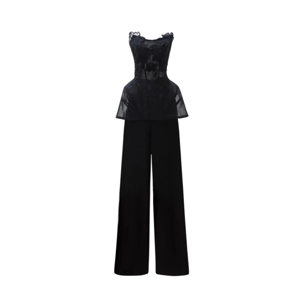 Strapless Corset Top with Straight Pants