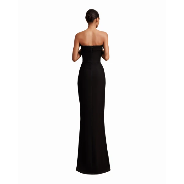 Gemy Maalouf Strapless Draped Black Crepe Dress, view 3