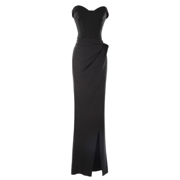 Gemy Maalouf Strapless Draped Black Crepe Dress, view 5