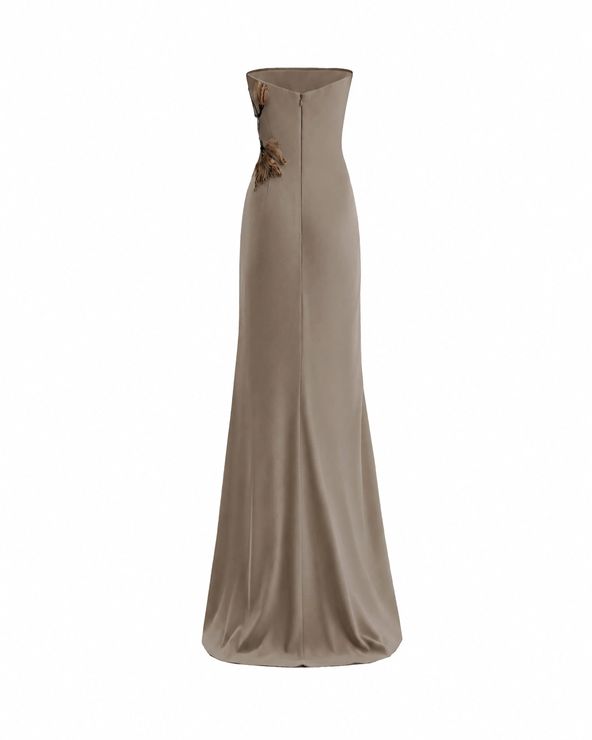 Gemy Maalouf Strapless Draped Dress with Beaded Floral Detail Gemy Maalouf Strapless Draped Dress with Beaded Floral Detail