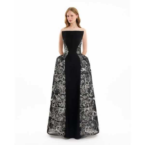 Gemy Maalouf Strapless Embroidered Lace Gown, view 2