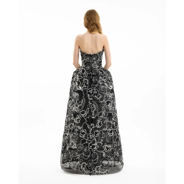 Gemy Maalouf Strapless Embroidered Lace Gown, view 3