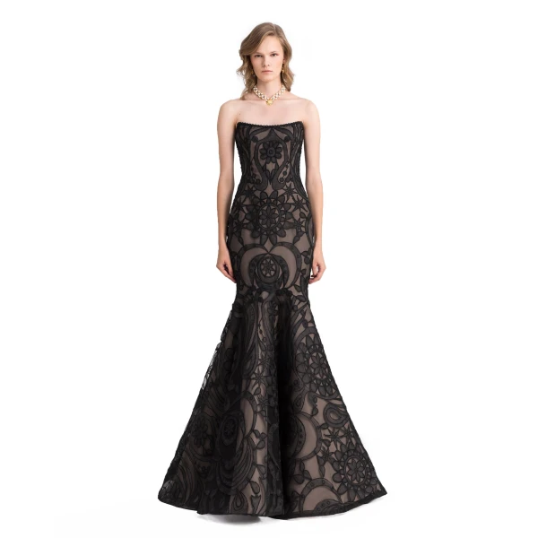 Gemy Maalouf Strapless Mermaid-Cut Lace Dress, view 2