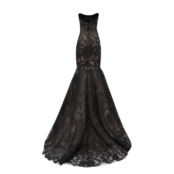 Gemy Maalouf Strapless Mermaid-Cut Lace Dress, view 5