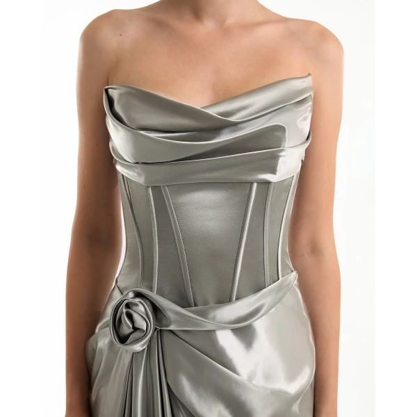 Gemy Maalouf Strapless Metallic Satin Dress, view 4