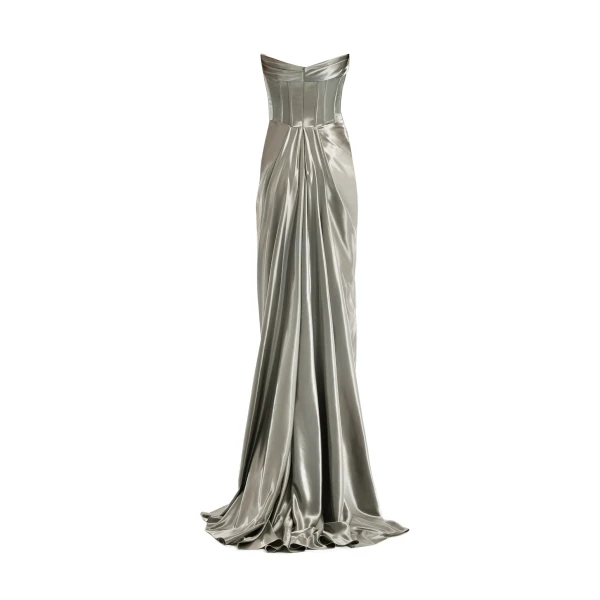 Gemy Maalouf Strapless Metallic Satin Dress, view 5