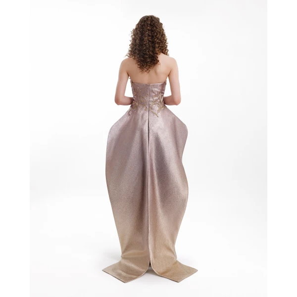 Gemy Maalouf Strapless Ombré Embroidered Gown, view 3