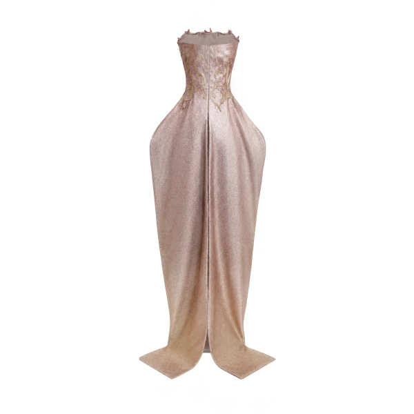 Gemy Maalouf Strapless Ombré Embroidered Gown, view 5