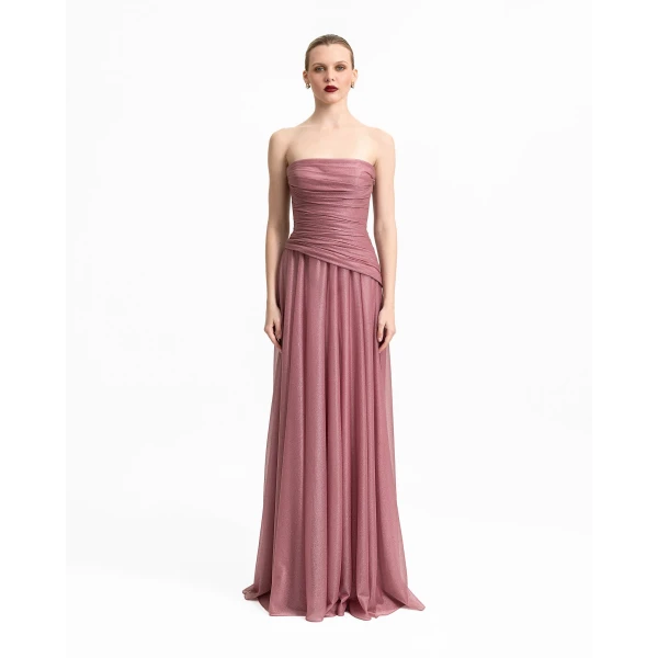 Gemy Maalouf Strapless Pink Shimmer Dress, view 2