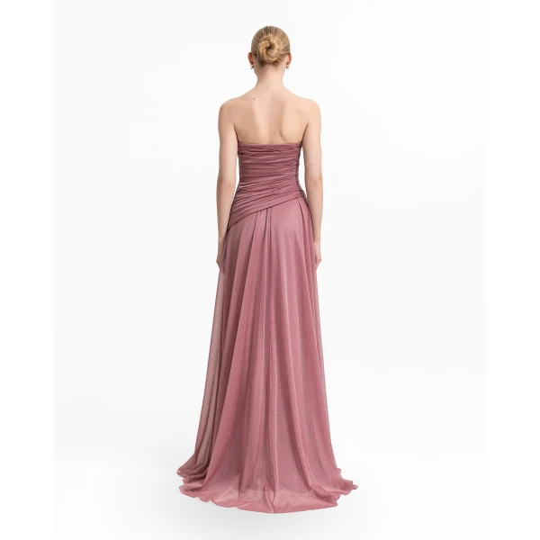 Gemy Maalouf Strapless Pink Shimmer Dress, view 3