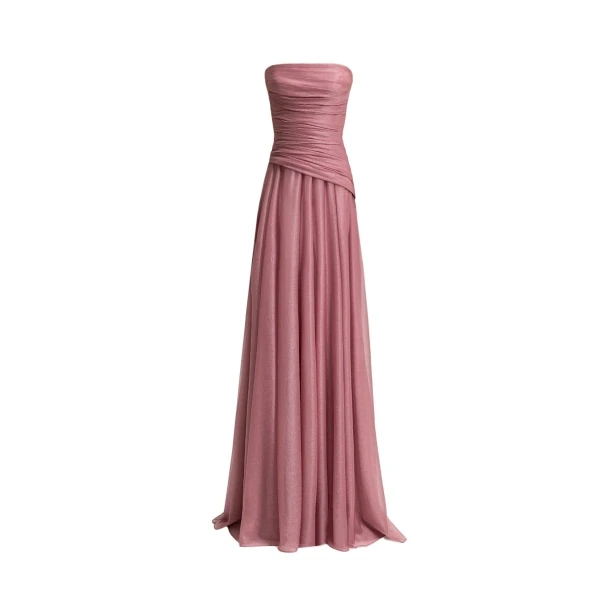Gemy Maalouf Strapless Pink Shimmer Dress, view 5