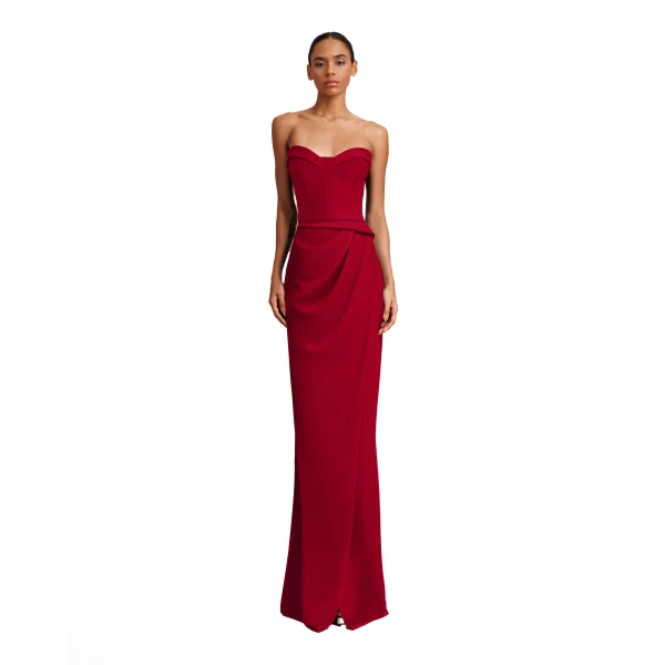 Gemy Maalouf Strapless Red Crepe Dress, view 2