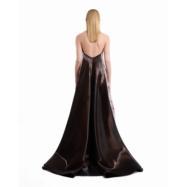 Gemy Maalouf Strapless Sculpted Neck Printed Dress, view 4