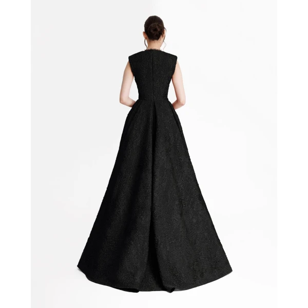 Gemy Maalouf Structured Shoulder Black Dress, view 3