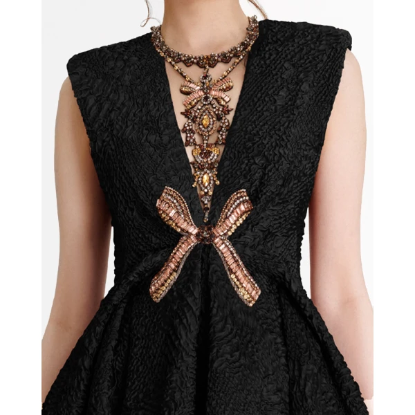 Gemy Maalouf Structured Shoulder Black Dress, view 4