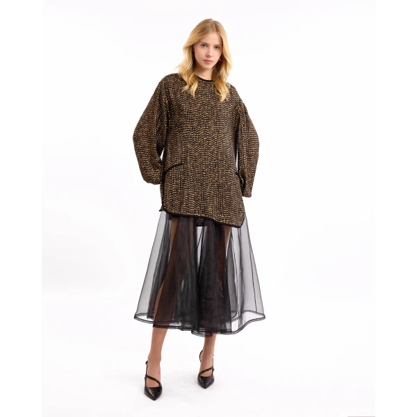 Gemy Maalouf Studded with Organza Midi Dress, view 2