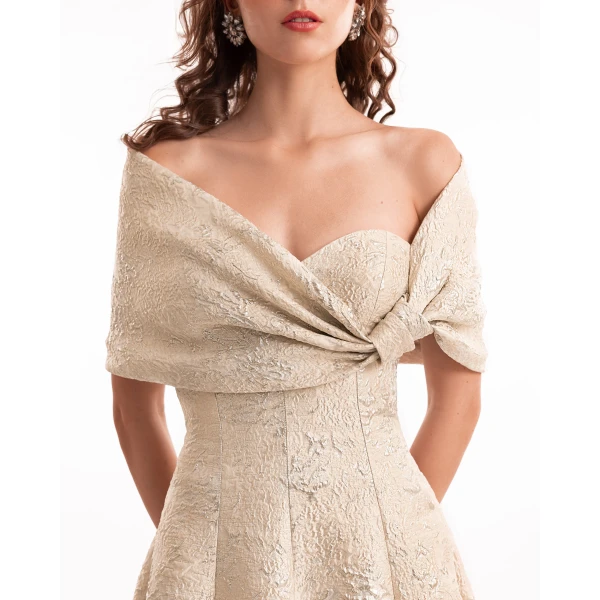Gemy Maalouf Sweetheart Off-Shoulder Jacquard Dress, view 4
