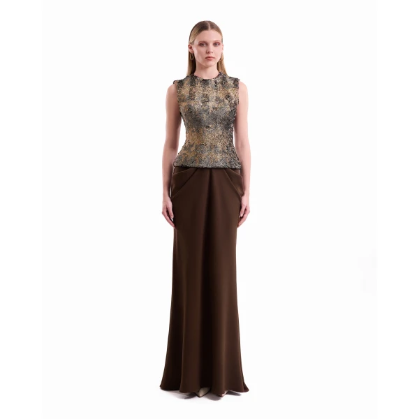 Gemy Maalouf Textured Bodice Draped Dress, view 2