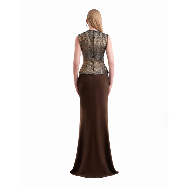 Gemy Maalouf Textured Bodice Draped Dress, view 4
