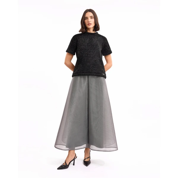 Gemy Maalouf Textured Top with Metallic Skirt, view 2