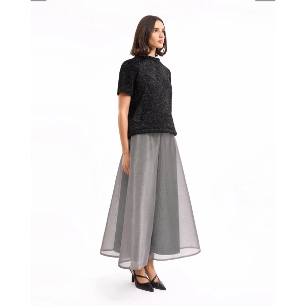 Gemy Maalouf Textured Top with Metallic Skirt, view 3